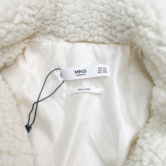 MANGO MNG Faux Sherling Double Breasted Oversized Teddy Jacket US Size XXXS NWOT - Picture 12 of 13